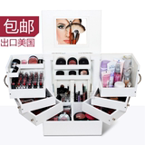桌面实木质化妆品收纳盒大号有盖带镜子多层韩国化妆整理箱化妆柜