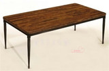 美式乡村家具铁艺桌子长方形 复古做旧实木书桌法式茶几简约现代