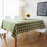 夏季新款清新绿波点桌布 布艺餐桌布 加厚帆布盖布茶几布棉麻台布