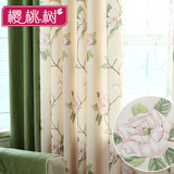 棉麻亚麻窗帘成品布料客厅卧室简约现代韩式田园宜家温馨绿色定制