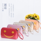 韩式手提贝壳化妆包小号便携手拿包女包迷你简约漆皮随身包手机包