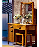 中式实木梳妆台卧室妆台妆凳 白蜡木化妆台桌带凳组合特价