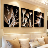 客厅装饰画沙发背景墙无框画现代餐厅欧式壁画三联挂画金色年华