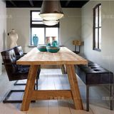 美式实木餐桌椅组合小户型饭桌原木办公桌子现代简约长方形客厅桌