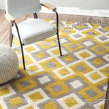简约欧式黄色格子地毯客厅茶几地毯卧室床边样板间手工地毯定制