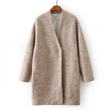 2015新款冬装中长款宽松毛呢外套韩版时尚大码茧型羊毛呢子大衣女