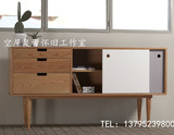 北欧实木家具设计师实木餐边柜欧式陈列柜原木储物柜地中海电视柜