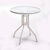 钢化玻璃圆桌洽谈桌椅组合阳台小桌子现代简约铁艺餐桌户外咖啡桌