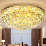 金色新款3年欧式豪华大气LED圆形水晶灯长方形高档客厅大厅吸顶灯