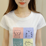新款短袖T恤女韩版学院风中学生少女夏装纯棉上衣宽松打底衫T桖潮