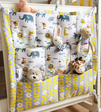 婴儿床头收纳挂袋宝宝用品尿布奶瓶收纳袋多功能大号纯棉床品配件