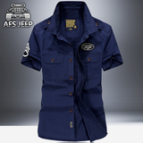 AFS JEEP衬衫男短袖青年夏季薄款大码时尚衬衣战地吉普纯棉军装潮