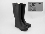 法国名牌女式橡胶雨靴外贸原单雪地靴防水靴高跟高筒毛里黑色雨鞋