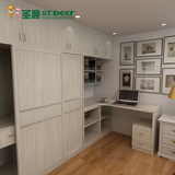 圣鹿定制衣帽间 卧室整体组合家具现代简约免漆板式步入式衣柜