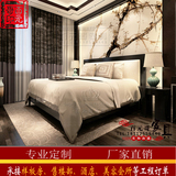 新中式实木床1.8双人床现代1.5软包床会所样板房样板间家具厂现货