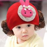帽子春秋季男女宝宝帽子可爱酷奇帽子卡通兔套头帽婴儿帽子套头帽