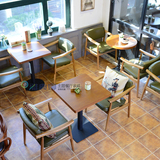 北欧宜家休闲实木餐椅 美式咖啡厅茶餐西餐厅桌椅 奶茶甜品店桌椅