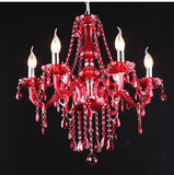 红色蜡烛水晶灯卧室结婚浪漫婚房装饰吊灯欧式吸顶灯具灯饰玻璃