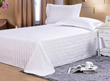特价宾馆酒店床上用品批发 全棉加密加厚贡缎条三四件套床单定做