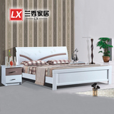 厂家直销 烤漆床 白亮光实木板式床 1.5米1.8米双人床