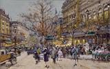 欧式风格装饰画无框画喷绘 画芯批发 巴黎街景欧洲风景油画1705