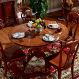 简右欧式椭圆折叠餐桌圆形实木餐桌餐厅吃饭桌家用橡木小户型桌子
