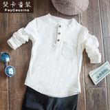 童装春季新款韩版T恤男童白色圆领打底衫中大童纯棉长袖儿童上衣