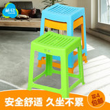 茶花塑料凳子家用成人餐桌凳加厚塑料凳胶方凳条纹高凳A0838P*4