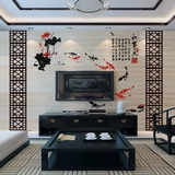3D中国风客厅沙发卧室电视背景荷花鱼水晶立体亚克力墙贴和家乐