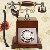 特价欧式实木复古老式转盘式旋转拨号固定家用古董座机仿古电话机