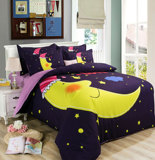 星星月亮学生宿舍床单被罩三件套儿童卡通四件套全棉1.5米床加厚