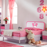 儿童家具女孩组合卧室四件套单人床粉色公主床储物气动高箱床1.2m