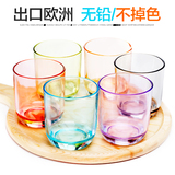 彩色创意水杯 玻璃杯子 家用泡茶杯 玻璃杯套装 牛奶果汁饮料杯子