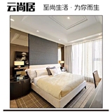 现代中式实木布艺双人床 新中式家具 样板房卧室高端定制工厂直销