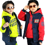 2016新款秋冬装2015新款童装男童儿童运动卫衣加绒加厚三件套装