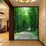 中式无缝竹子玄关走廊空间扩展竖版3d大型壁画壁纸墙纸电视背景墙