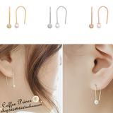 韩国进口流行耳饰品代购小巧精致镶钻圆球珍珠不对称耳钩耳环女