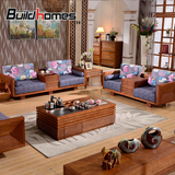 筑家 水曲柳实木沙发新中式家具客厅沙发组合东南亚沙发实木家具