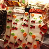 日本原单tutu免代购彩色水果系列凤梨 森系堆堆袜玻璃丝日单袜子