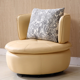 创意圆形可旋转 单人沙发 真皮沙发小户型小沙发单人位皮艺沙发椅