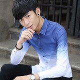 新款秋季韩版修身男士长袖衬衫撞色衬衫青年时尚打底衬衫潮男