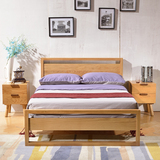 简约现代 日式全实木家具 红橡木实木床 1.8米双人床1.5特价