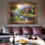 手绘风景油画欧式客厅餐厅有框装饰壁画山水画托马斯花园美画正品