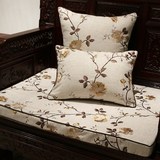中式红木沙发坐垫家具实木棉麻刺绣沙发垫古典海棉垫椅垫官帽定做
