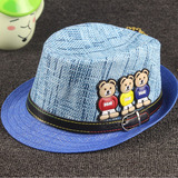2-3-4-5岁儿童爵士帽子男童礼帽夏季新款男孩草帽童帽遮阳帽潮