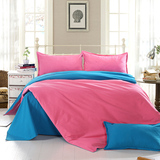 新款纯色加厚纯棉老粗布四件套简约素色床单被套床上用品包邮