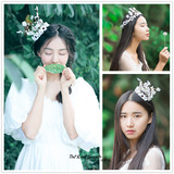 森女韩式新娘皇冠花环手工儿童花圈拍照写真头饰结婚配饰大号包邮