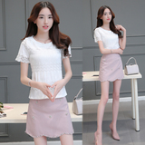 2016夏季新款CCDD韩版气质两件套包臀套装小清新短袖连衣裙短裙女