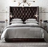 美式新古典后现代真皮软床双人床欧式皮艺婚床1.8米拉扣大床包邮