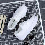 代购小白鞋韩版帆布鞋白色松糕板鞋厚底系带平跟学生布鞋休闲女鞋